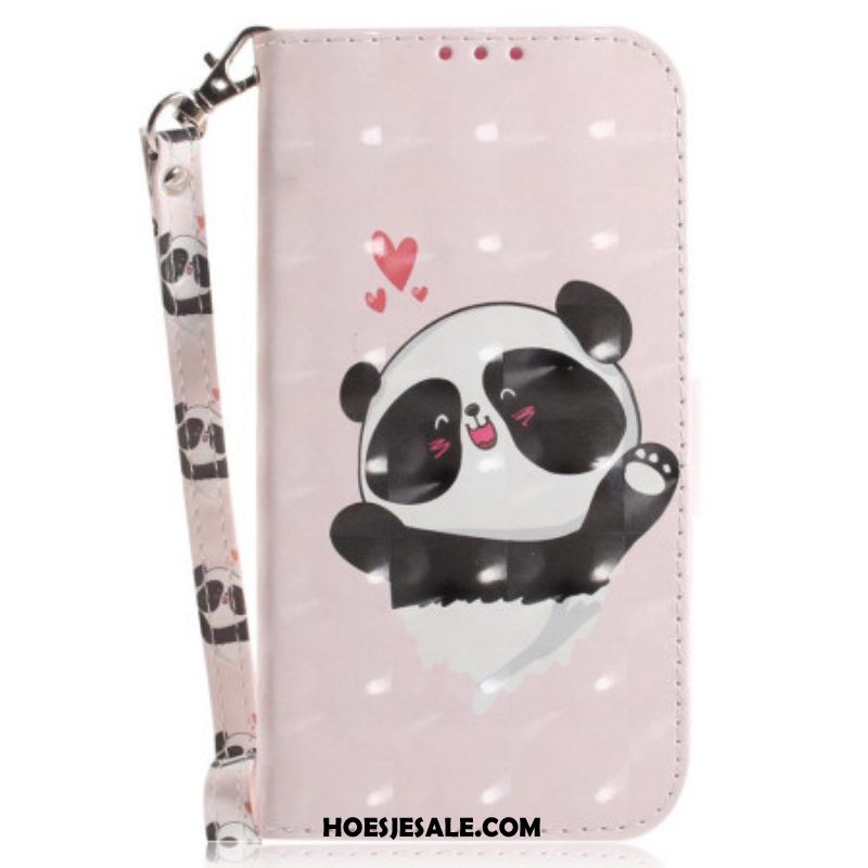 Folio-hoesje voor Xiaomi 12 / 12X Met Ketting Panda Love Met Sleutelkoord