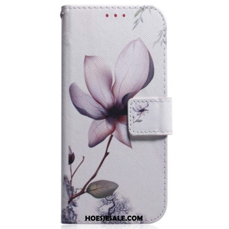 Folio-hoesje voor Xiaomi 13 Pro Met Ketting Strappy Roze Bloem