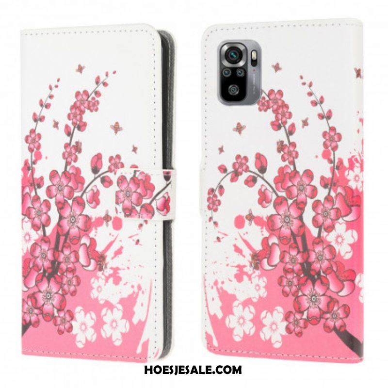 Folio-hoesje voor Xiaomi Redmi Note 10 / 10S Tropische Bloemen