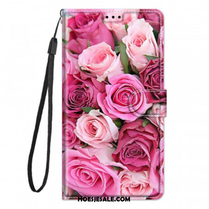 Folio-hoesje voor Xiaomi Redmi Note 10 Pro Met Ketting Riem Rozen