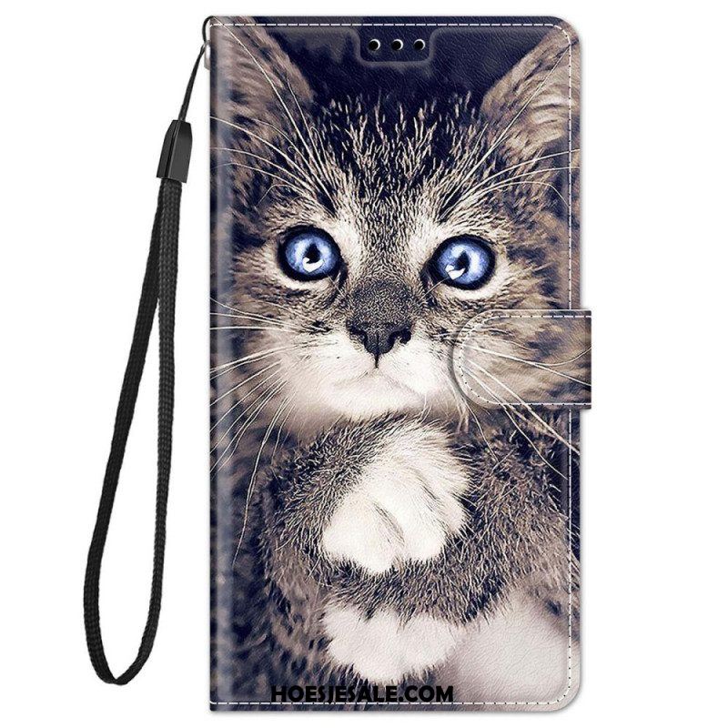 Folio-hoesje voor Xiaomi Redmi Note 11 Pro Plus 5G Met Ketting String Cat Fan