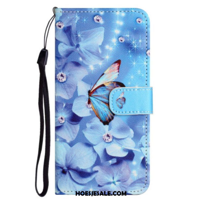 Folio-hoesje voor Xiaomi Redmi Note 12 4G Met Ketting Blauwe Band