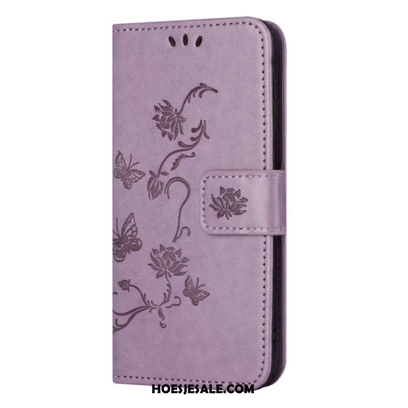Folio-hoesje voor Xiaomi Redmi Note 12 Pro Met Ketting Strakke Bloemen