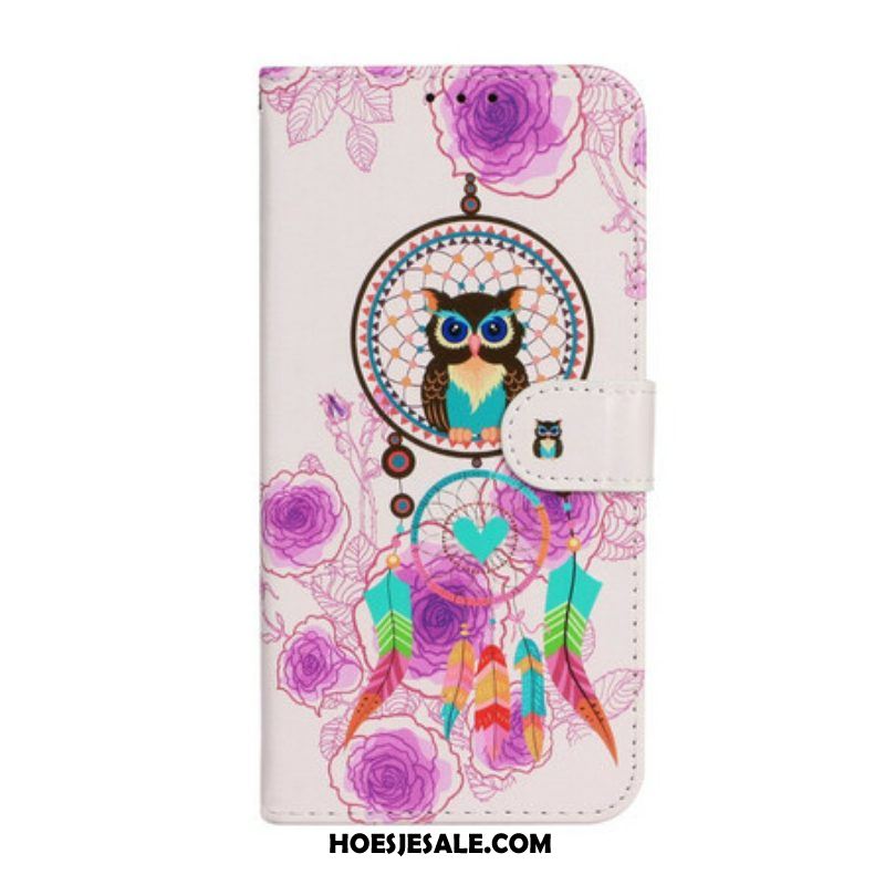 Folio-hoesje voor iPhone 13 Mini Met Ketting Strappy Uil Mandala