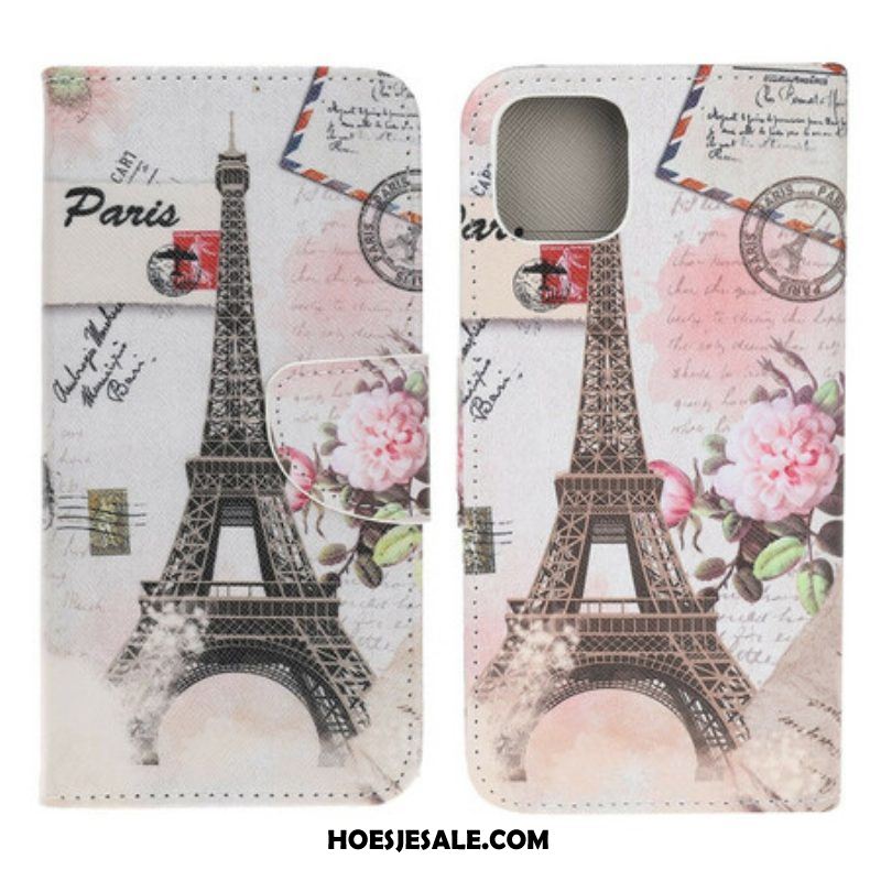 Folio-hoesje voor iPhone 13 Mini Retro Eiffeltoren