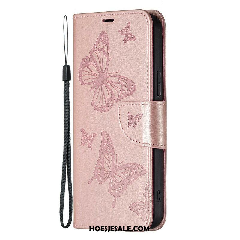 Folio-hoesje voor iPhone 13 Pro Max Flip Case Vlinders En Schuine Klep