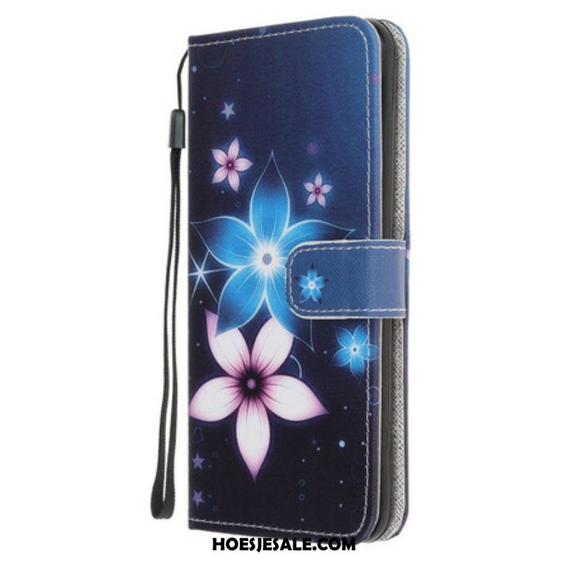 Folio-hoesje voor iPhone 13 Pro Met Ketting Maanband Bloemen