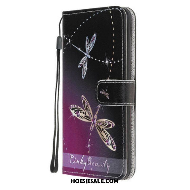 Folio-hoesje voor iPhone 13 Pro Met Ketting Strappy Libellen
