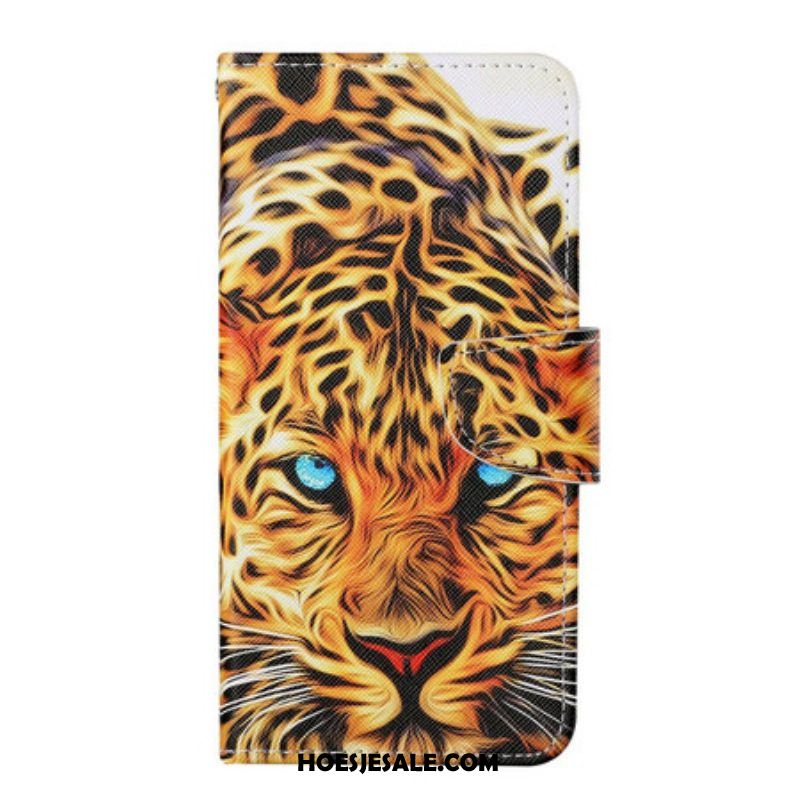 Folio-hoesje voor iPhone 13 Pro Tijger Met Lanyard