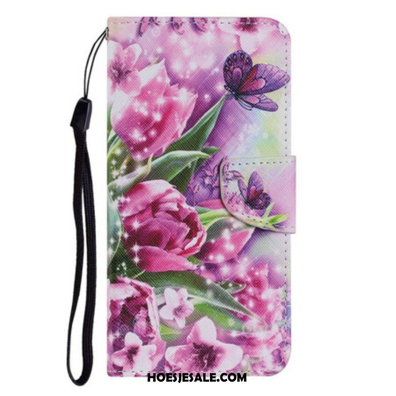 Folio-hoesje voor iPhone 13 Pro Vlinders En Tulpen