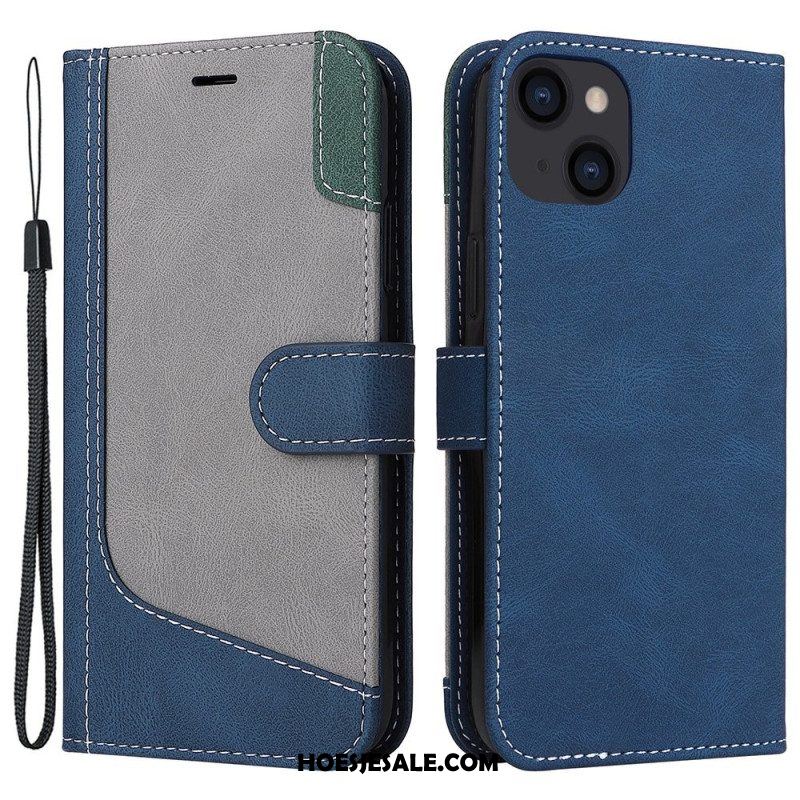 Folio-hoesje voor iPhone 14 Plus Driekleur Met Lanyard