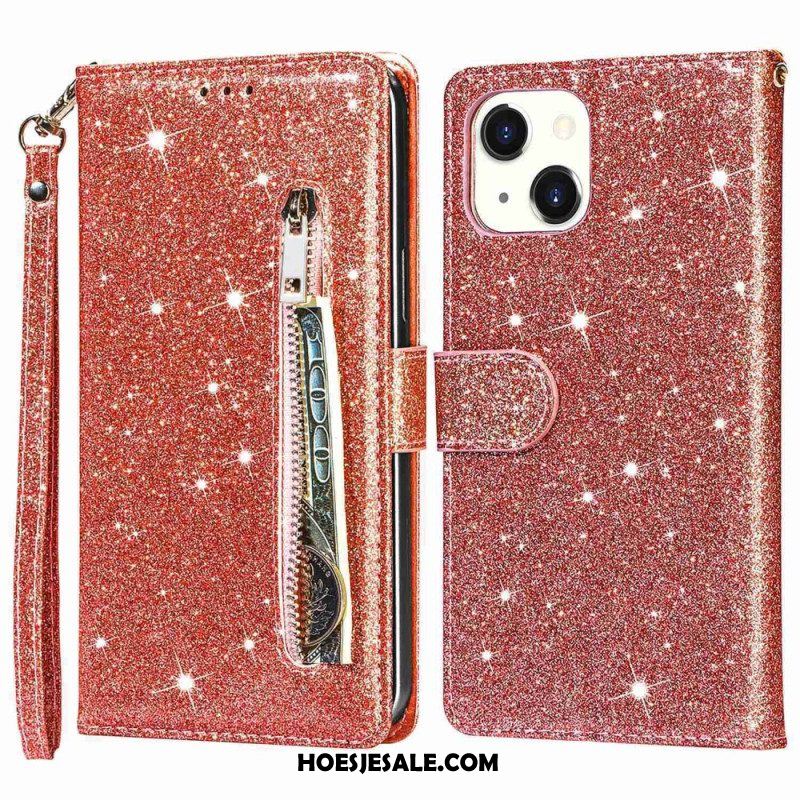 Folio-hoesje voor iPhone 14 Plus Glitter Portemonnee