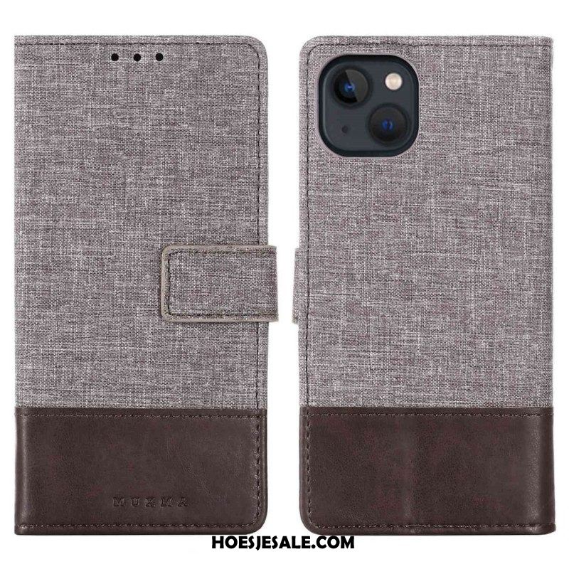 Folio-hoesje voor iPhone 14 Plus Muxma Stof En Leereffect