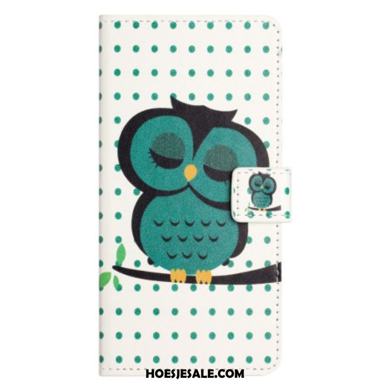 Folio-hoesje voor iPhone 15 Plus Slapende Uil