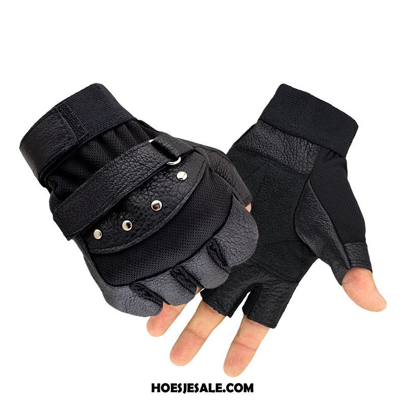 Handschoenen Heren Echt Leer Outdoor Sport Halve Vinger Dun Sale