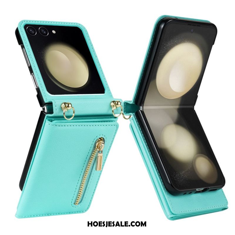 Hoesje Case Samsung Galaxy Z Flip 7 Telefoonhoesje Rfid-portemonnee En Schouderband