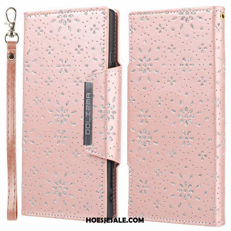 Hoesje Folio-hoesje voor Samsung Galaxy S22 5G Afneembare Diamanten