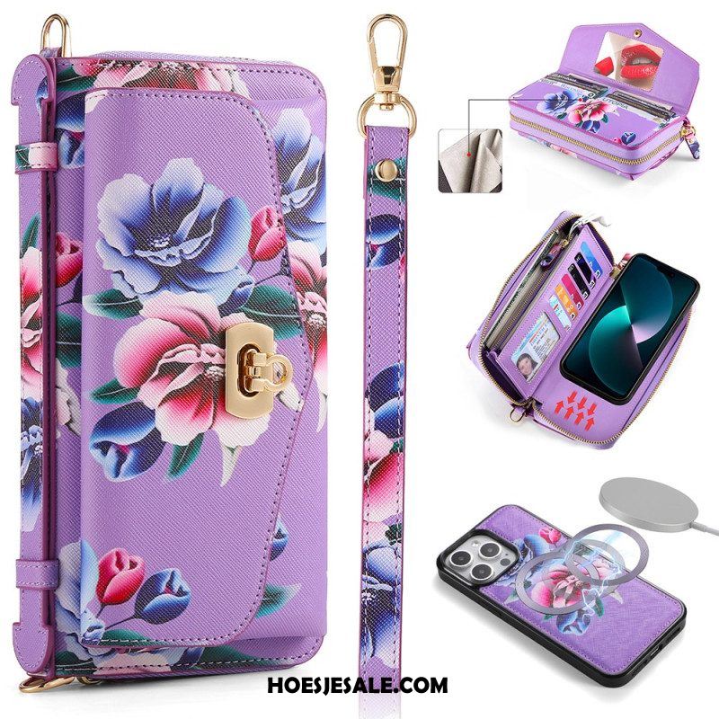 Hoesje Leren Hoesje voor iPhone 15 Pro Max Compleet Accessoire Met Afneembare Schaal