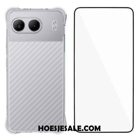 Hoesje Oneplus Nord 4 Verstevigd Transparant Met Gehard Glazen Schermbeschermer Bescherming Hoesje