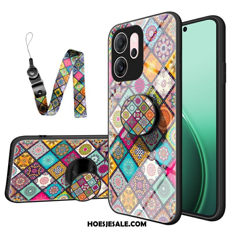 Hoesje Oppo Reno 14f 5g Patchwork Standaard En Draagkoord