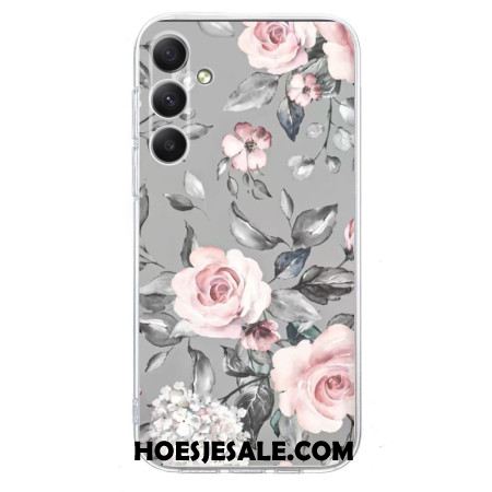 Hoesje Samsung Galaxy A17 4g / 5g Grijs Bloemenpatroon