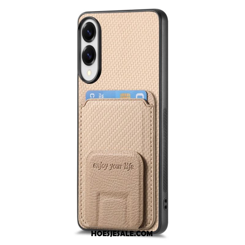 Hoesje Samsung Galaxy S25 5g Edge Kaarthouder Met Koolstofvezeltextuur En Geïntegreerde Standaard