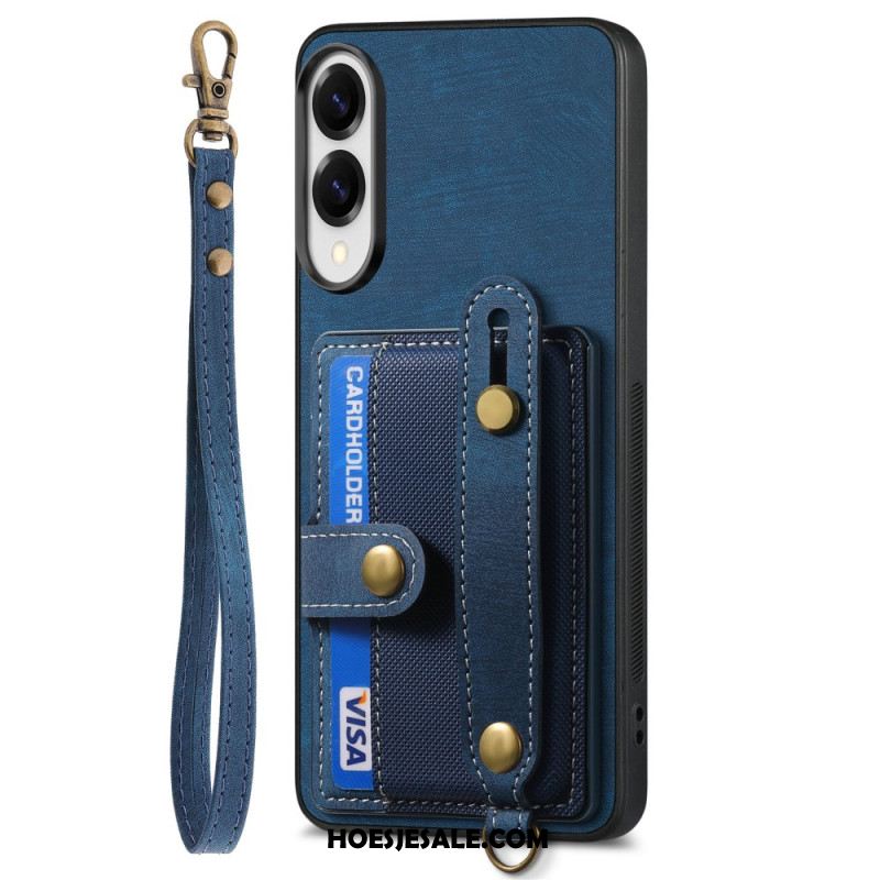 Hoesje Samsung Galaxy S25 5g Edge Retro Kaarthouder En Polsband Bescherming Hoesje