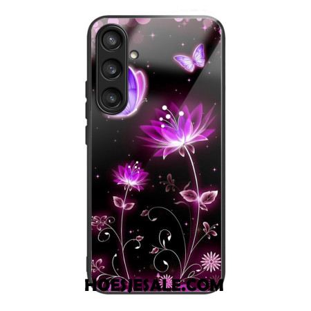 Hoesje Samsung Galaxy S25 5g Gehard Glas Met Bloemen En Vlinders