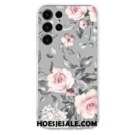 Hoesje Samsung Galaxy S25 Ultra 5g Bloemenpatroon Op Grijze Achtergrond