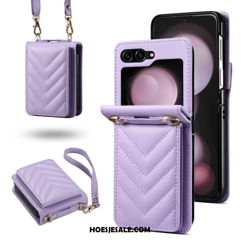 Hoesje Samsung Galaxy Z Flip 7 Fe Gewatteerde Kaarthouder En Schouderband