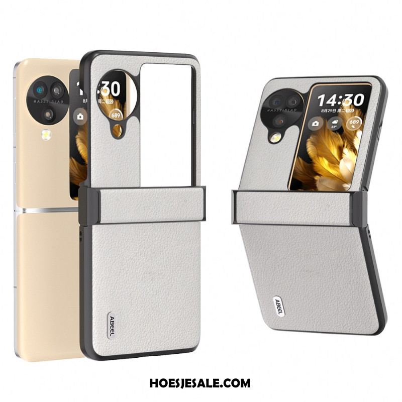 Hoesje Voor Oppo Find N3 Flip Getextureerd Leer Abeel