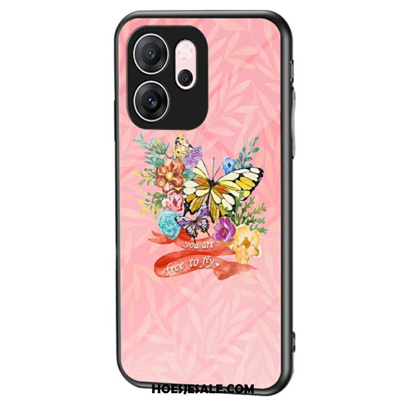 Hoesje Voor Oppo Reno 14f 5g Vlinder Gehard Glas