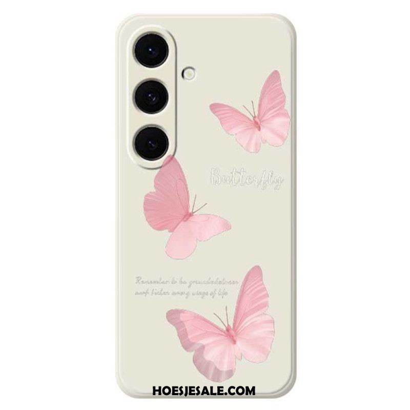 Hoesje Voor Samsung Galaxy S25 Fe Siliconen Met Roze Vlinder