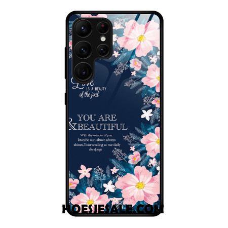 Hoesje Voor Samsung Galaxy S25 Ultra 5g Roze Bloemen Van Gehard Glas