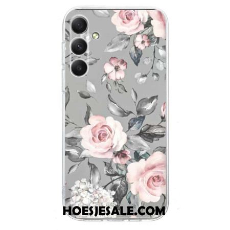 Hoesje Voor Samsung Galaxy S26 Bloemen Op Grijze Achtergrond