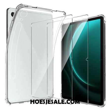 Hoesje Voor Samsung Galaxy Tab S10 Fe Transparant Met 2 Geharde Glazen Schermbeschermers