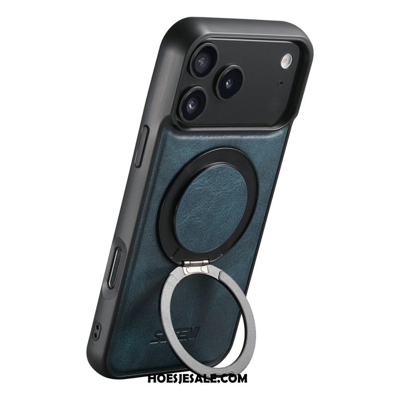 Hoesje iPhone 17 Pro Magsafe-compatibel Gewaxt Leer-effect Met Draaibare Houder