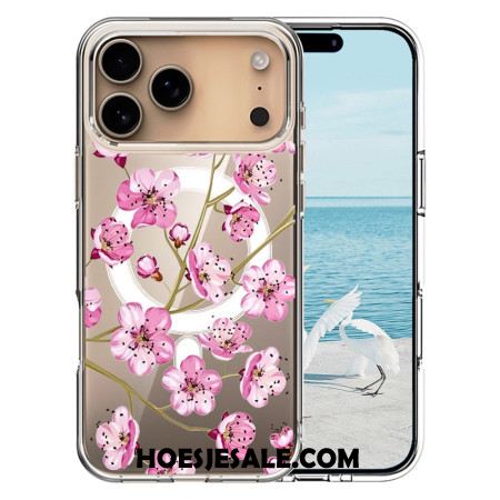 Hoesje iPhone 17 Pro Max Magsafe-compatibele Roze Bloemen