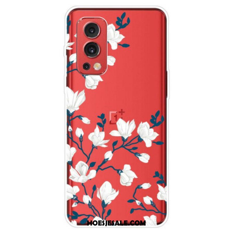 Hoesje voor OnePlus Nord 2 5G Witte Bloemen