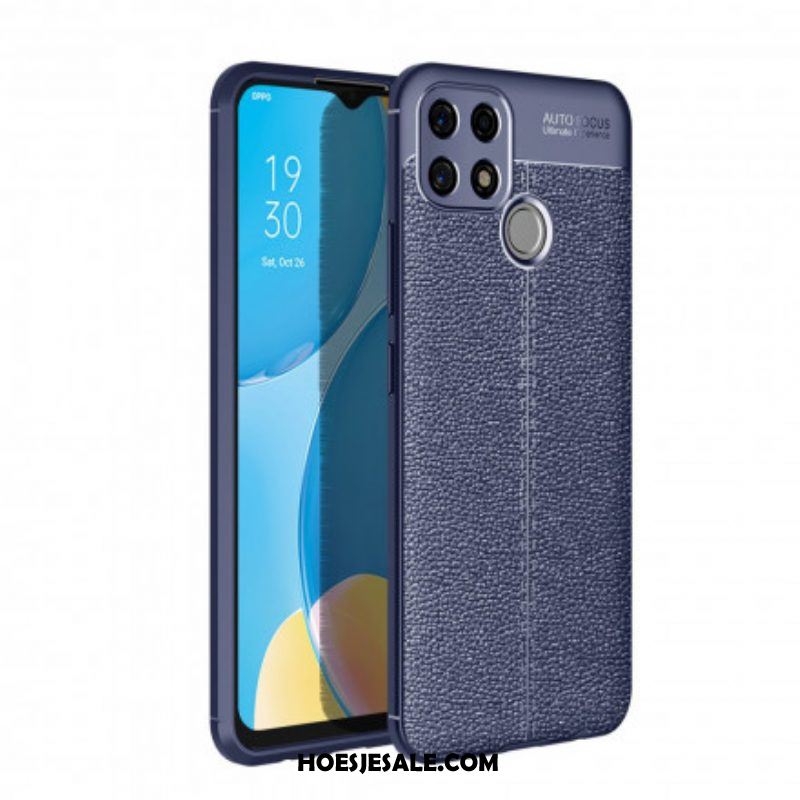 Hoesje voor Oppo A15 Ledereffect Litchi Dubbele Lijn