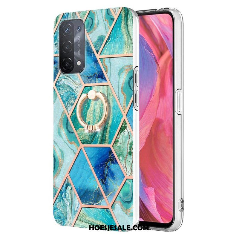 Hoesje voor Oppo A54 5G / A74 5G Marmer Met Ringsteun