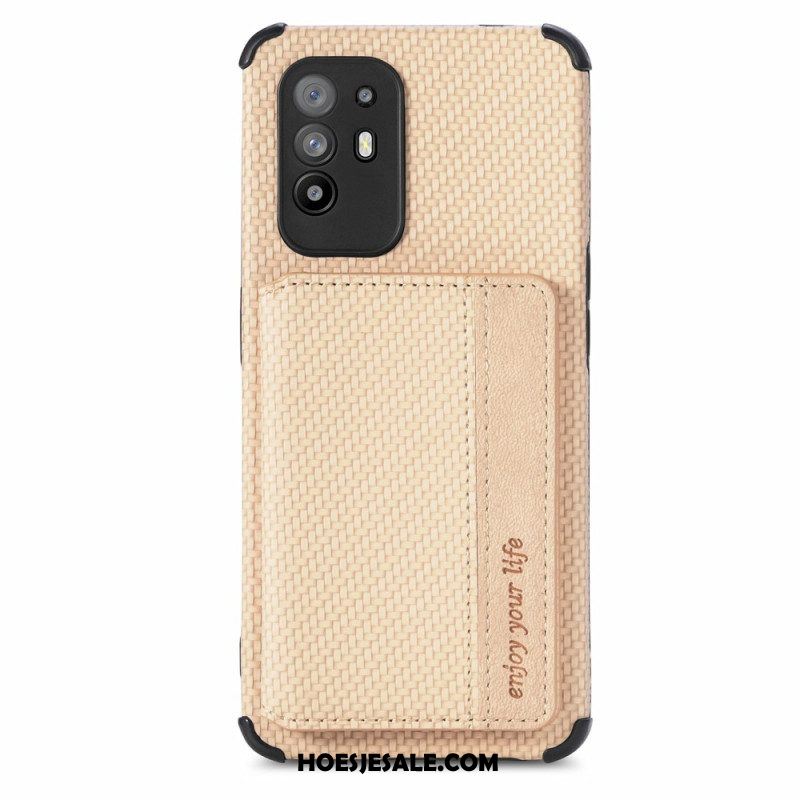 Hoesje voor Oppo A94 5G Koolstofvezel Kaarthouder