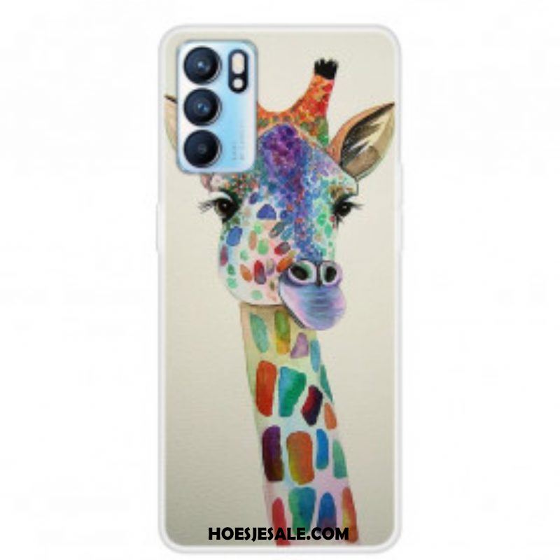 Hoesje voor Oppo Reno 6 5G Kleurrijke Giraf