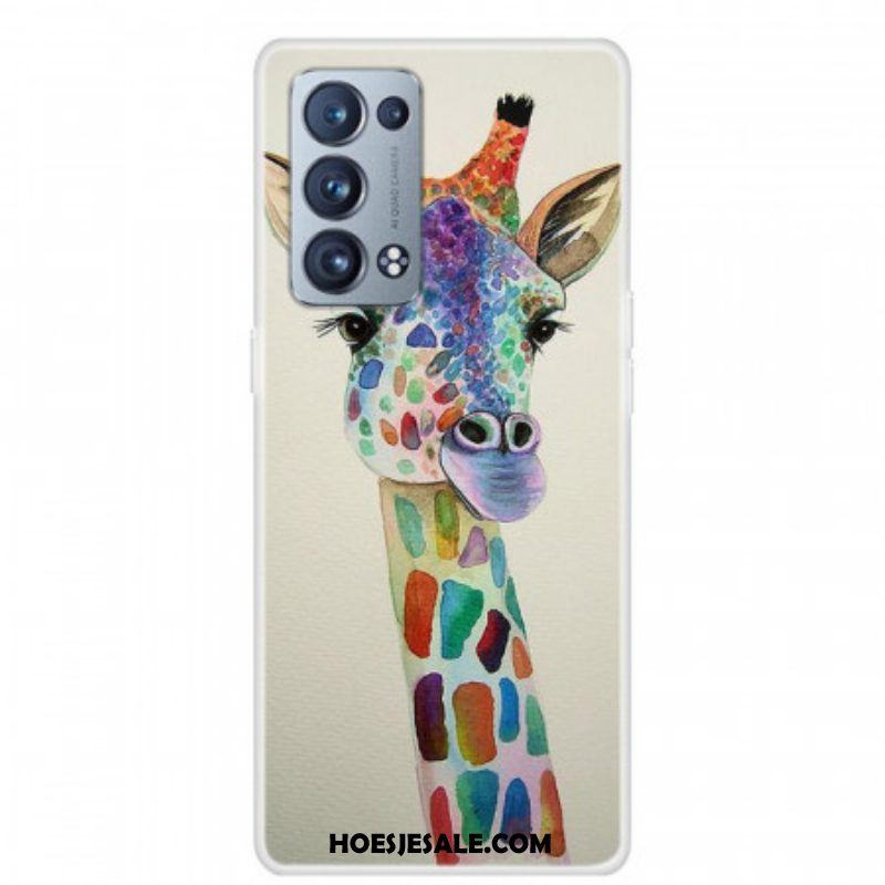 Hoesje voor Oppo Reno 6 Pro 5G Kleurrijke Giraf