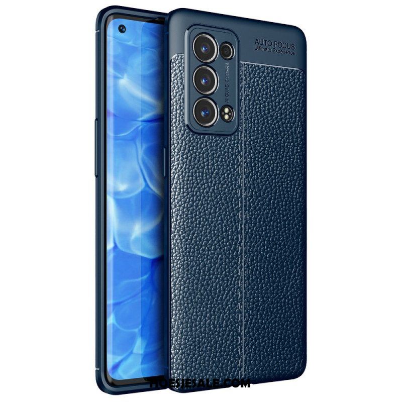 Hoesje voor Oppo Reno 6 Pro 5G Litchi Dubbellijns Leer