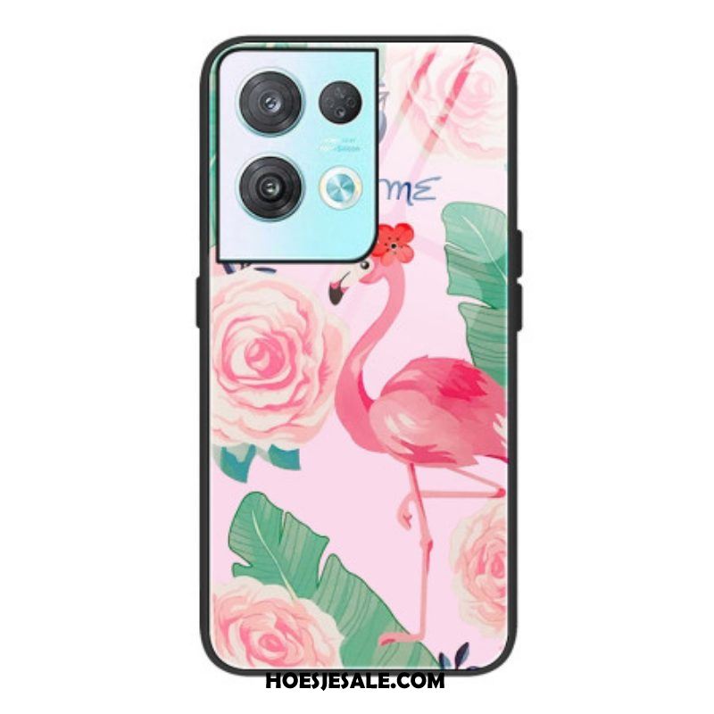 Hoesje voor Oppo Reno 8 Flamingo Gehard Glas