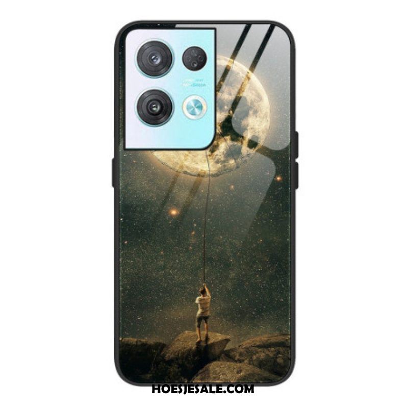 Hoesje voor Oppo Reno 8 Pro Moon Man Gehard Glas