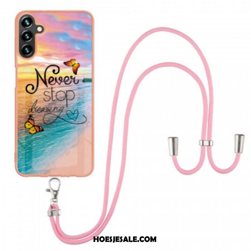 Hoesje voor Samsung Galaxy A13 5G / A04s Met Koord Driehoeken Met Lanyard