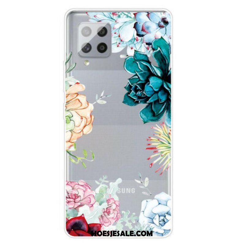 Hoesje voor Samsung Galaxy A42 5G Naadloze Aquarel Bloemen