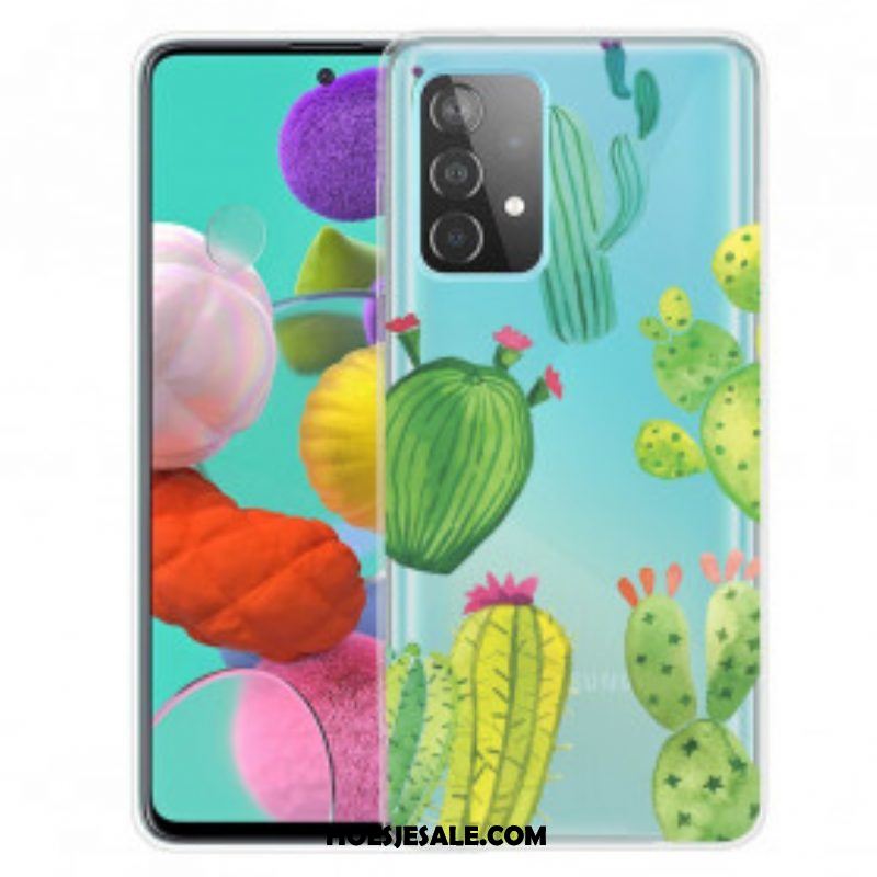 Hoesje voor Samsung Galaxy A52 4G / A52 5G / A52s 5G Aquarel Cactussen